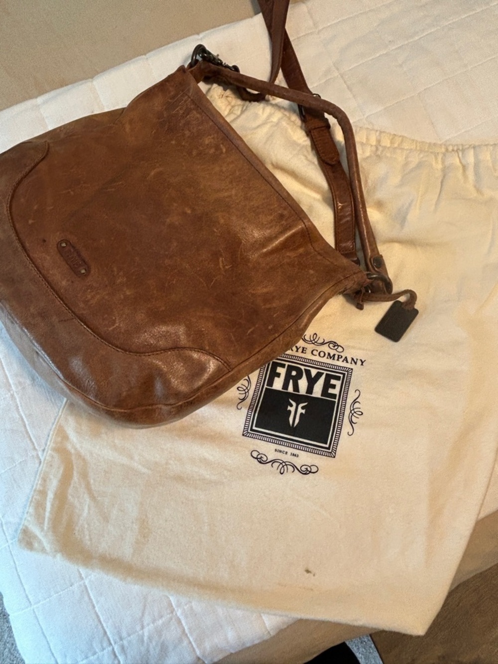 Frye Cognac Brown Leather Shoulder Bag